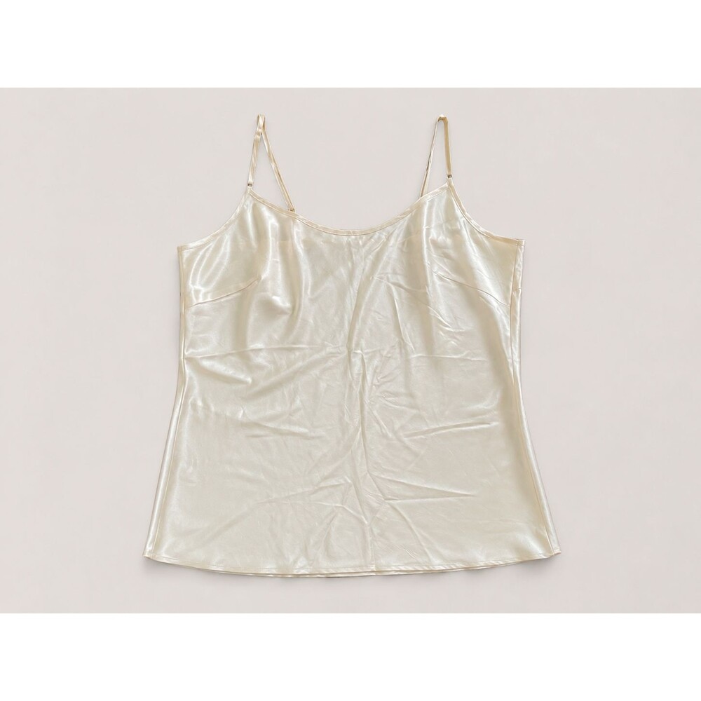Newport News 100% Silk Ivory Champagne Cami Tank Top Size 16 Y2K Minimalist